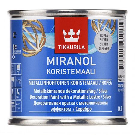 Декоративная краска с металлическим эффектом Miranol Tikkurila серебро 0,1 л
